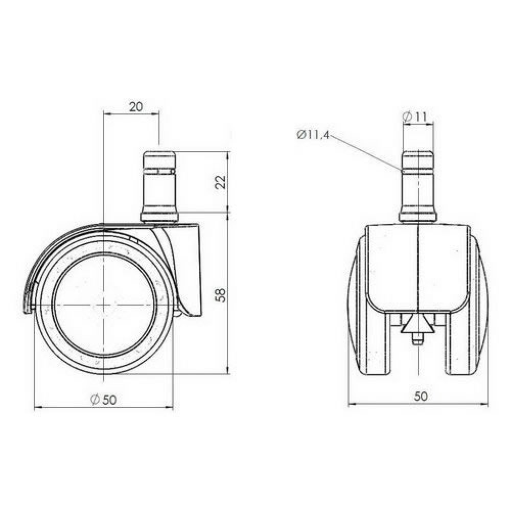 Numéro de l'image du produit 3: 5x roulettes design hjh OFFICE ROLO LUX 11mm / 50mm roulettes de chaise de bureau pour sols durs chromées, (lot de 5)