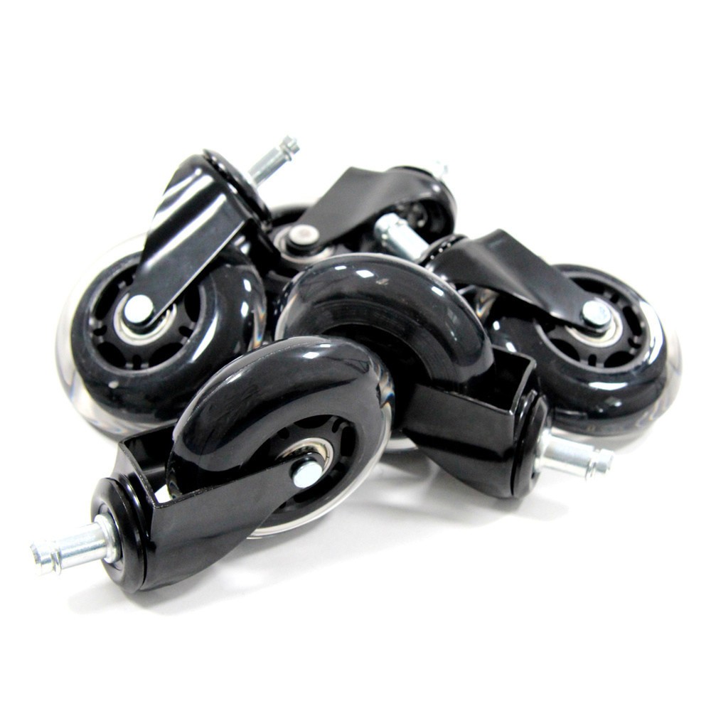 Numéro de l'image du produit 3: 5x roulettes pour sols durs hjh OFFICE ROLO SKATE 11 mm / 75 mm roulettes de chaise de bureau noires / transparentes (lot de 5)