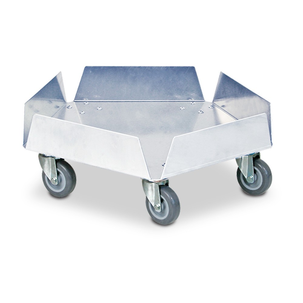 Numéro de l'image du produit 1: Rouleur de transport pour poubelles rondes jusqu'à 100 litres, capacité de charge 250 kg, acier inoxydable