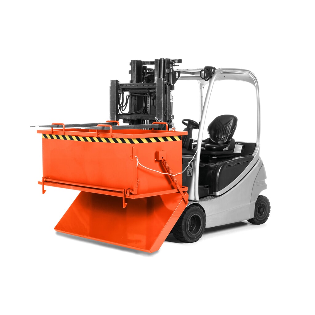 N° de l'image du produit 2 : RR-Industrietechnik® Benne à fond basculant type RKB, volume 0,5 m³, RAL 2004 orangé pur