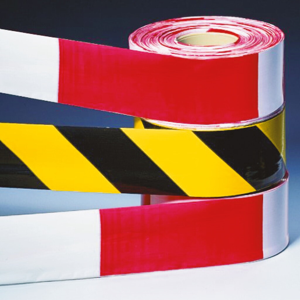 Rubans de signalisation et de délimitation, rouge/blanc, l x L 80 mm x 500 m, 1 rouleaux/unité de vente Illustration du produit: Rubans de signalisation et de délimitation, rouge/blanc, l x L 80 mm x 500 m, 1 rouleaux/unité de vente