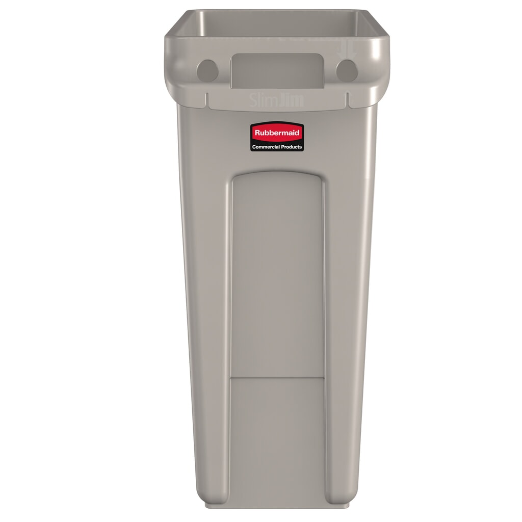 N° de l'image du produit 2 : Rubbermaid® Collecteur de matériaux Slim Jim, avec fentes d'aération, beige, 60 litres