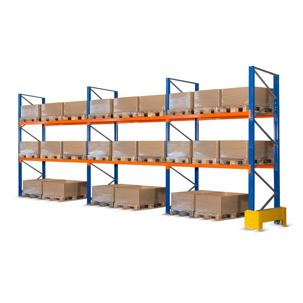Illustration du produit: Paroi arrière grillagée pour kit complet de rayonnage à palettes ManOrga, Hxl 2 000 x 8 700 mm