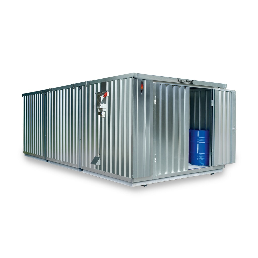 Conteneur pour substances dangereuses SAFE Tank 3000 CONTROL, dispositif antidéflagrant automatisé pour une efficacité énergétique et une sécurité maximales, dimensions extérieures 3 350x6 520x2 310 mm, porte à doubles battants (division Illustration du produit: Conteneur pour substances dangereuses SAFE Tank 3000 CONTROL, dispositif antidéflagrant automatisé pour une efficacité énergétique et une sécurité maximales, dimensions extérieures 3 350x6 520x2 310 mm, porte à doubles battants (division