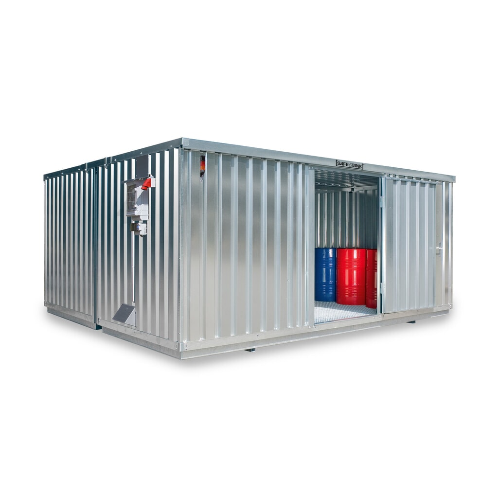 Conteneur pour substances dangereuses SAFE Tank 4000 CONTROL, dispositif antidéflagrant automatisé pour une efficacité énergétique et une sécurité maximales, dimensions extérieures 5 380x4 340x2 300 mm, porte à un battant, au milieu du Illustration du produit: Conteneur pour substances dangereuses SAFE Tank 4000 CONTROL, dispositif antidéflagrant automatisé pour une efficacité énergétique et une sécurité maximales, dimensions extérieures 5 380x4 340x2 300 mm, porte à un battant, au milieu du