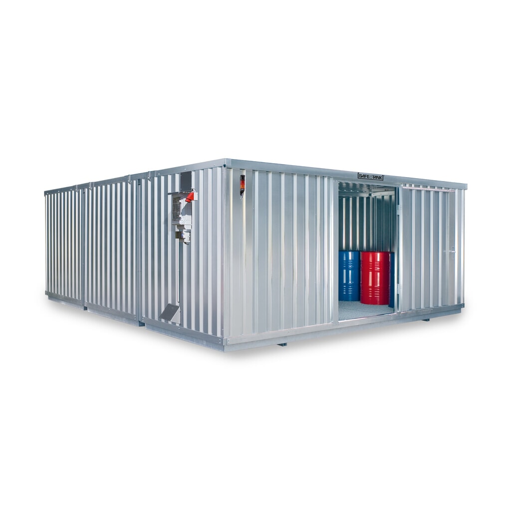 Conteneur pour substances dangereuses SAFE Tank 5000 CONTROL, dispositif antidéflagrant automatisé pour une efficacité énergétique et une sécurité maximales, dimensions extérieures 5 380x6 520x2 300 mm, porte à un battant, au milieu du Illustration du produit: Conteneur pour substances dangereuses SAFE Tank 5000 CONTROL, dispositif antidéflagrant automatisé pour une efficacité énergétique et une sécurité maximales, dimensions extérieures 5 380x6 520x2 300 mm, porte à un battant, au milieu du