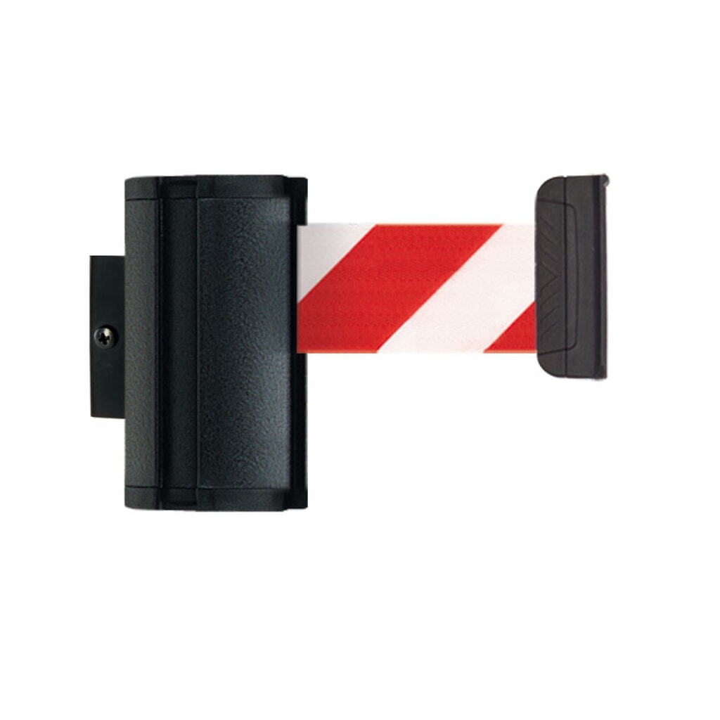 Illustration du produit: Sangle murale de délimitation M à accrocher, longueur 2,3 m, strié en diagonale rouge/blanc