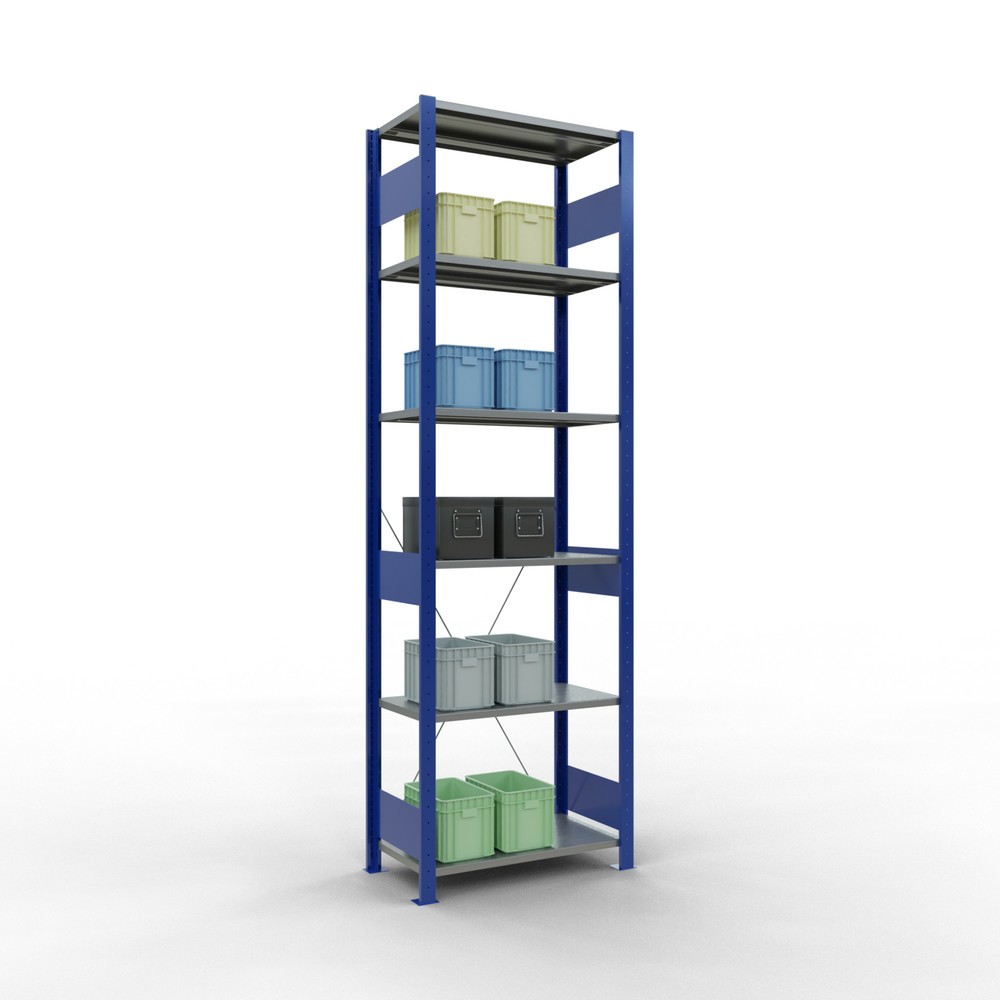 Numéro de l'image du produit 3: SCHULTE Rayonnage à tablettes, bleu gentiane / galvanisé, charge par tablette 150 kg, HxlxP 2 500 x 810 x 436 mm