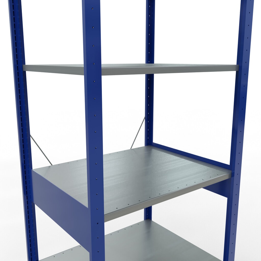 SCHULTE Rayonnage à tablettes, bleu gentiane / galvanisé, charge par tablette 150 kg, HxlxP 2 500 x 810 x 636 mm N° de l'image du produit 5 : SCHULTE Rayonnage à tablettes, bleu gentiane / galvanisé, charge par tablette 150 kg, HxlxP 2 500 x 810 x 636 mm