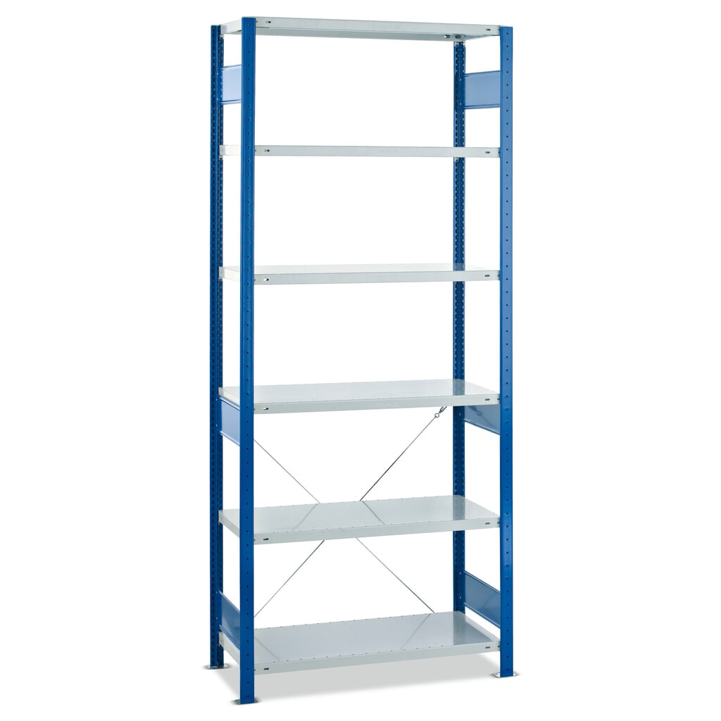 Illustration du produit: SCHULTE Rayonnage à tablettes, bleu gentiane / gris clair, charge par tablette 150 kg, HxlxP 2 500 x 810 x 636 mm