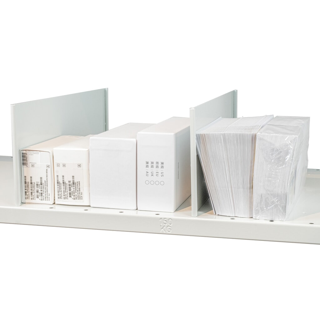 N° de l'image du produit 2 : Séparateur enfichable en tôle pour rayonnage à tablettes SCHULTE, convient pour tablette MULTIplus150, HxP 140 x 600 mm