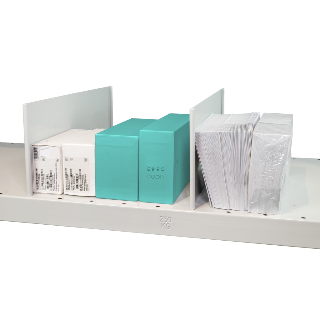 N° de l'image du produit 2 : Séparateur enfichable en tôle pour rayonnage à tablettes SCHULTE, convient pour tablette MULTIplus250/330, HxP 140 x 300 mm