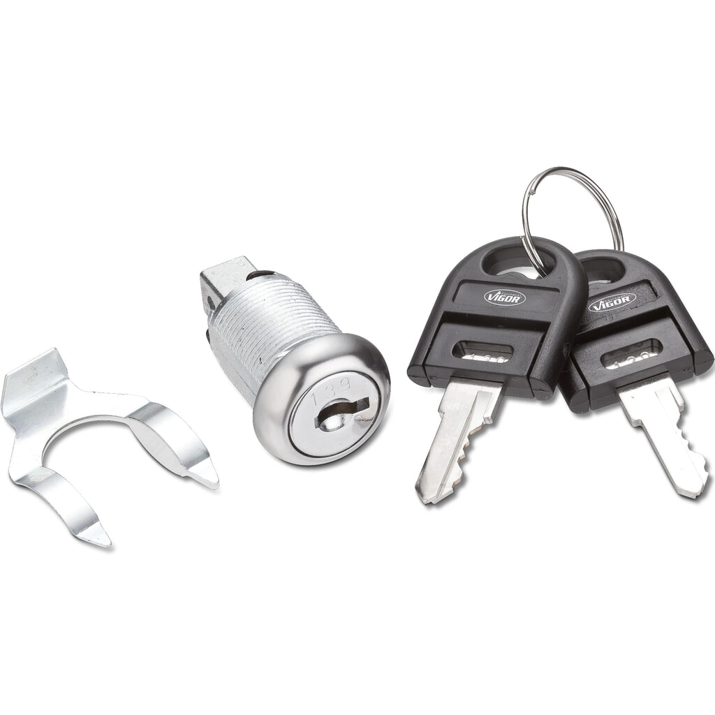 Serrure pour chariots à outils et établis VIGOR®, 2 clés incluses Illustration du produit: Serrure pour chariots à outils et établis VIGOR®, 2 clés incluses