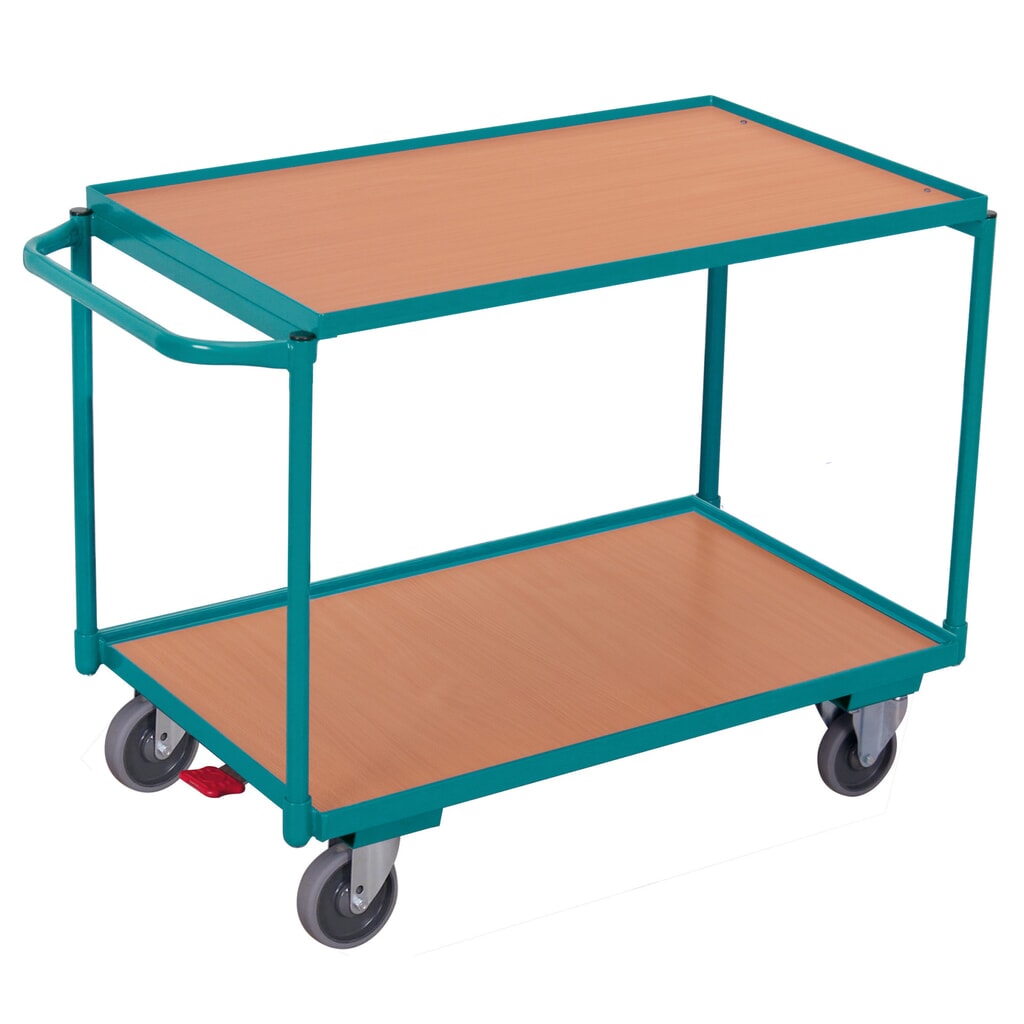 Servante Ameise®, poignée horizontale, 2 étagères de 850 x 500 mm, capacité de charge 250 kg Illustration du produit: Servante Ameise®, poignée horizontale, 2 étagères de 850 x 500 mm, capacité de charge 250 kg