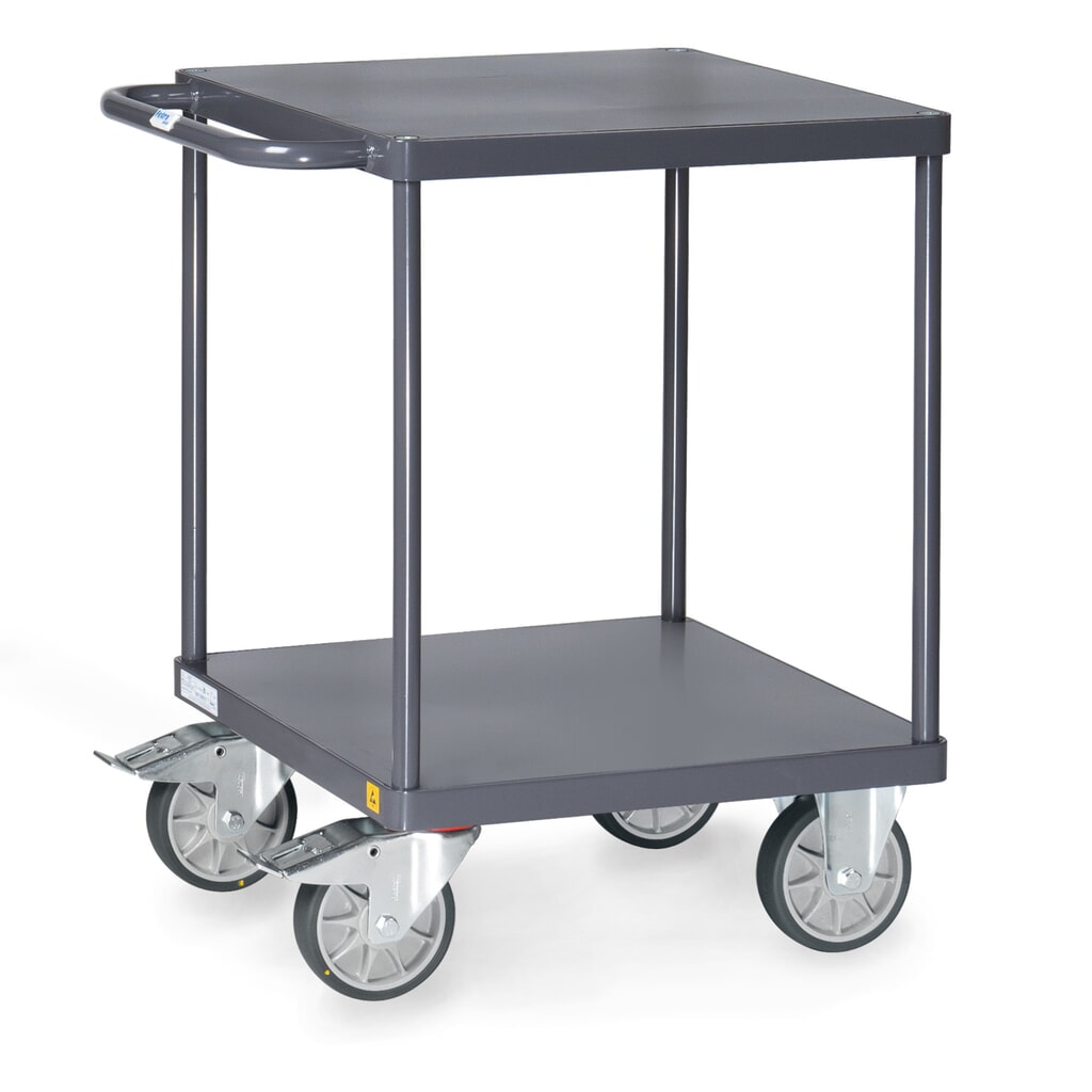 Servante et chariot de montage ESD fetra® avec tablettes en tôle d’acier de 600 x 600 mm Illustration du produit: Servante et chariot de montage ESD fetra® avec tablettes en tôle d’acier de 600 x 600 mm