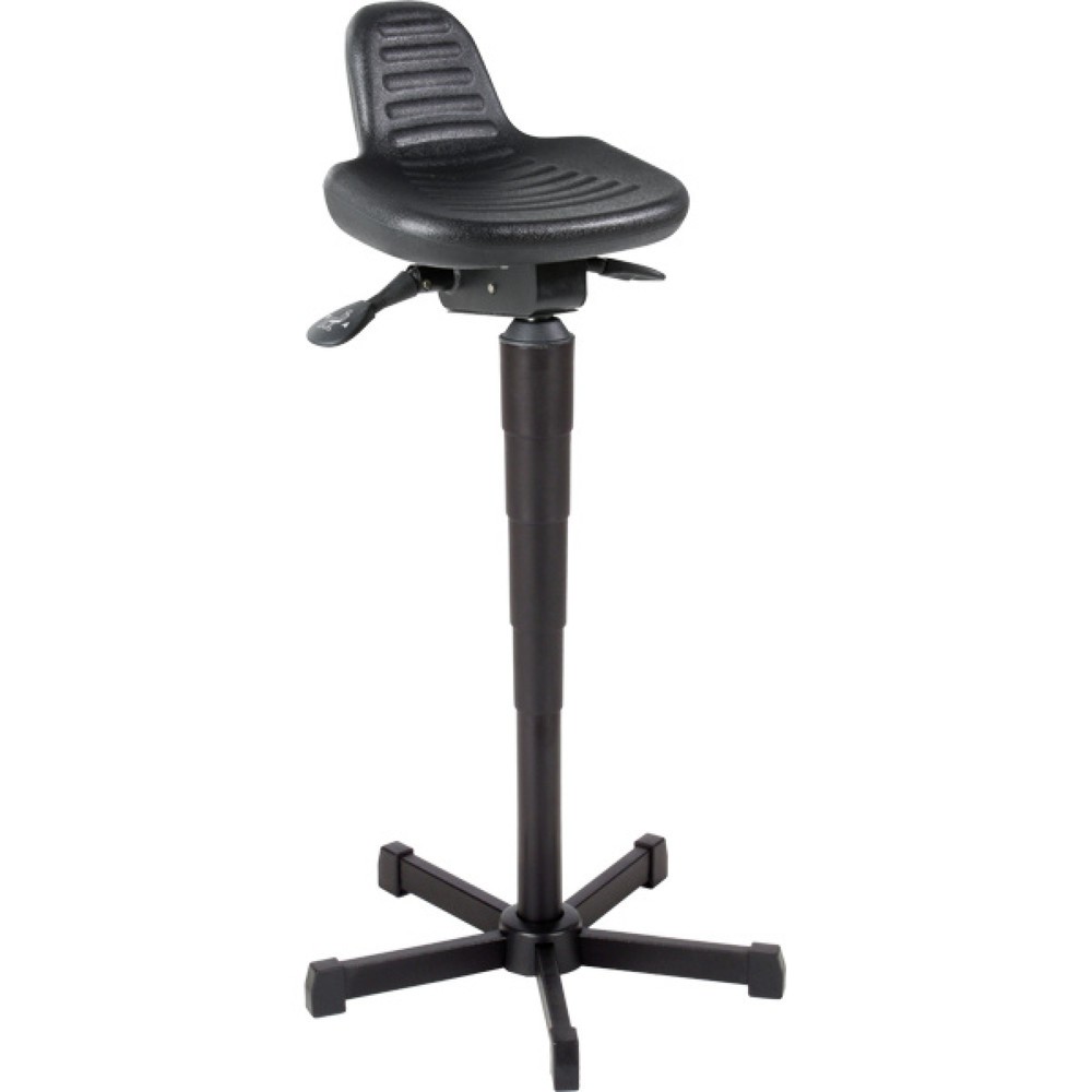 Numéro de l'image du produit 1: Siège assis-debout, assise en PU pivotante et inclinable, hauteur d’assise 620-890 mm, base acier, dossier court