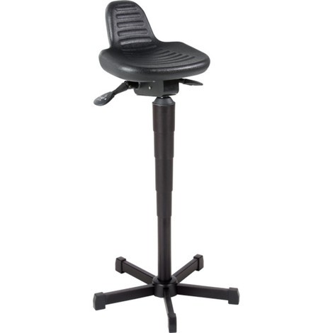 N° de l'image du produit 1 : Siège assis-debout, assise en PU pivotante et inclinable, hauteur d’assise 620-890&nbsp;mm, base acier, dossier court