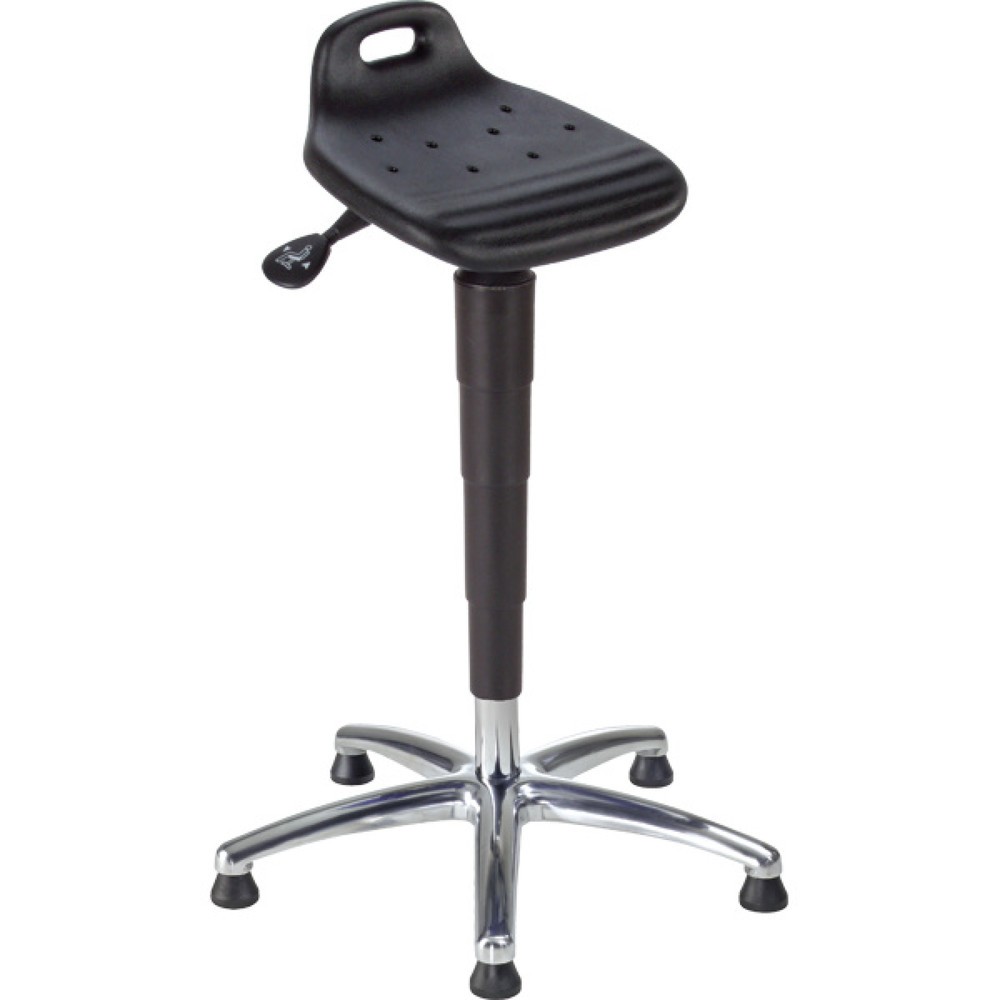 Numéro de l'image du produit 3: Siège assis-debout, assise en PU pivotante et inclinable, hauteur d’assise 620-880 mm, base aluminium, poignée de transport