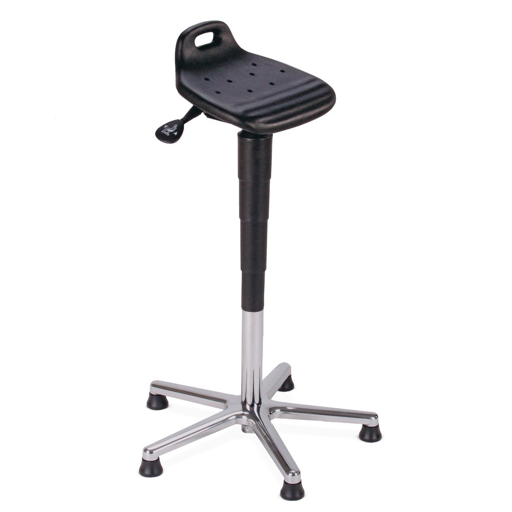 Numéro de l'image du produit 1: Siège assis-debout, assise en PU pivotante et inclinable, hauteur d’assise 620-880 mm, base aluminium, poignée de transport