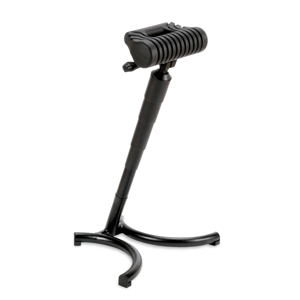 Siège assis-debout, assise ronde en PU, hauteur d’assise 630-840 mm, pied en fourche, poignée de transport Illustration du produit: Siège assis-debout, assise ronde en PU, hauteur d’assise 630-840 mm, pied en fourche, poignée de transport