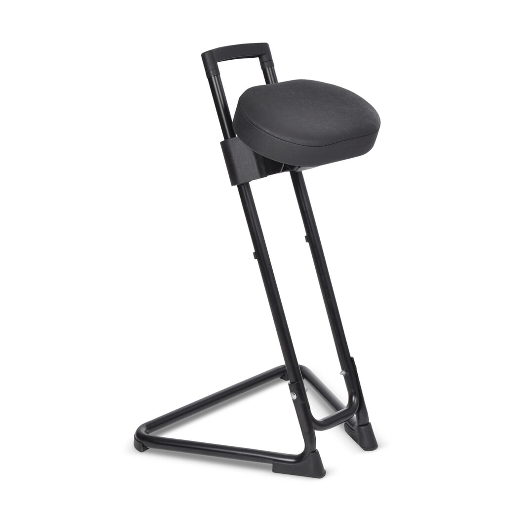 N° de l'image du produit 3 : Siège assis-debout, assise en similicuir basculante et inclinable, hauteur d’assise 600-850 mm, rouge feu/noir