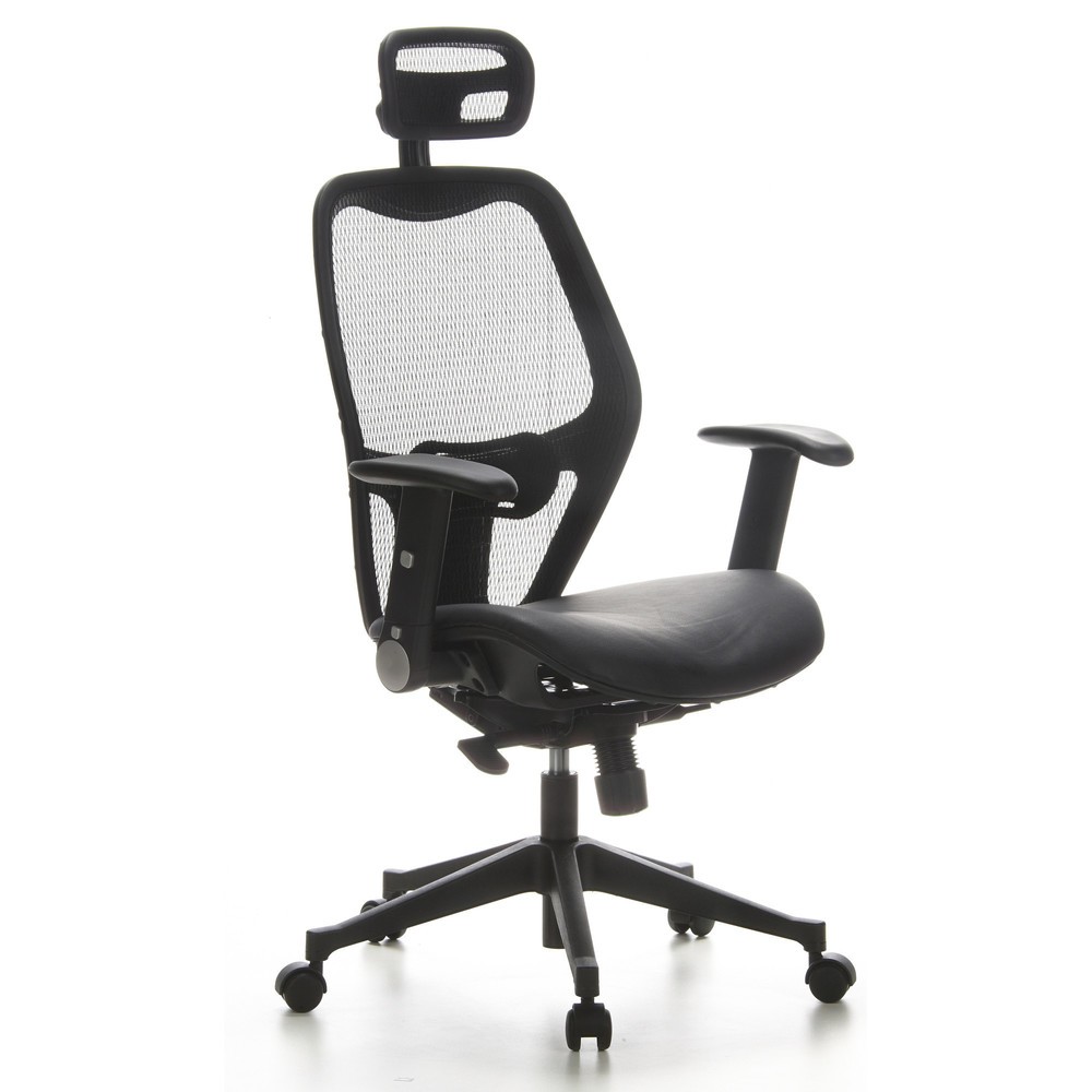 N° de l'image du produit 1 : Siège de bureau / fauteuil de direction hjh OFFICE AIR PORT maille/cuir, noir