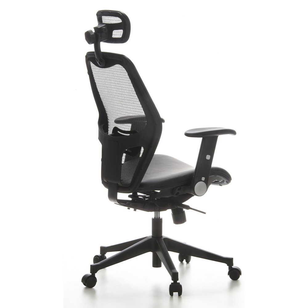 N° de l'image du produit 3 : Siège de bureau / fauteuil de direction hjh OFFICE AIR PORT maille/cuir, noir