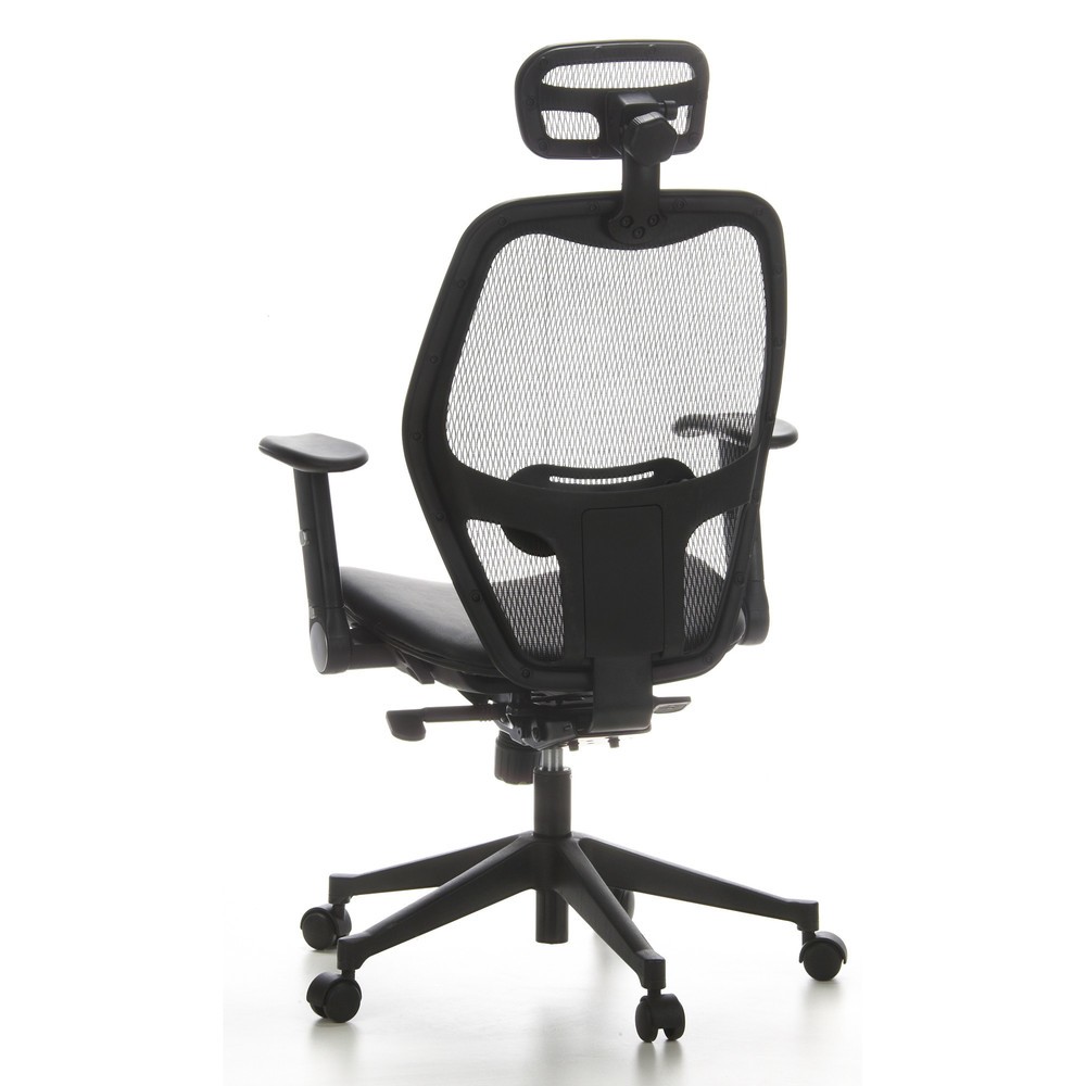 N° de l'image du produit 5 : Siège de bureau / fauteuil de direction hjh OFFICE AIR PORT maille/cuir, noir