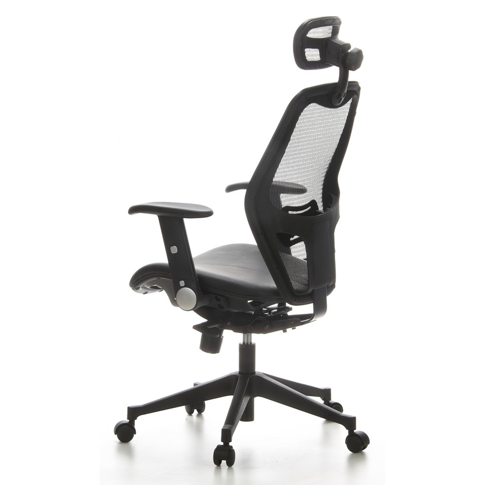 N° de l'image du produit 6 : Siège de bureau / fauteuil de direction hjh OFFICE AIR PORT maille/cuir, noir