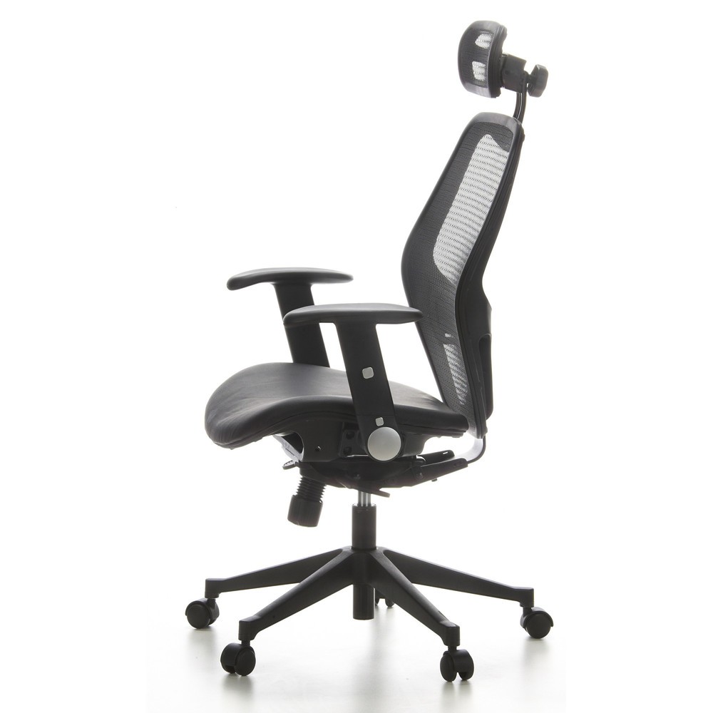 N° de l'image du produit 7 : Siège de bureau / fauteuil de direction hjh OFFICE AIR PORT maille/cuir, noir