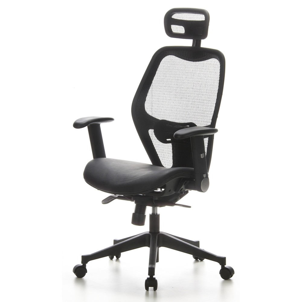 N° de l'image du produit 8 : Siège de bureau / fauteuil de direction hjh OFFICE AIR PORT maille/cuir, noir