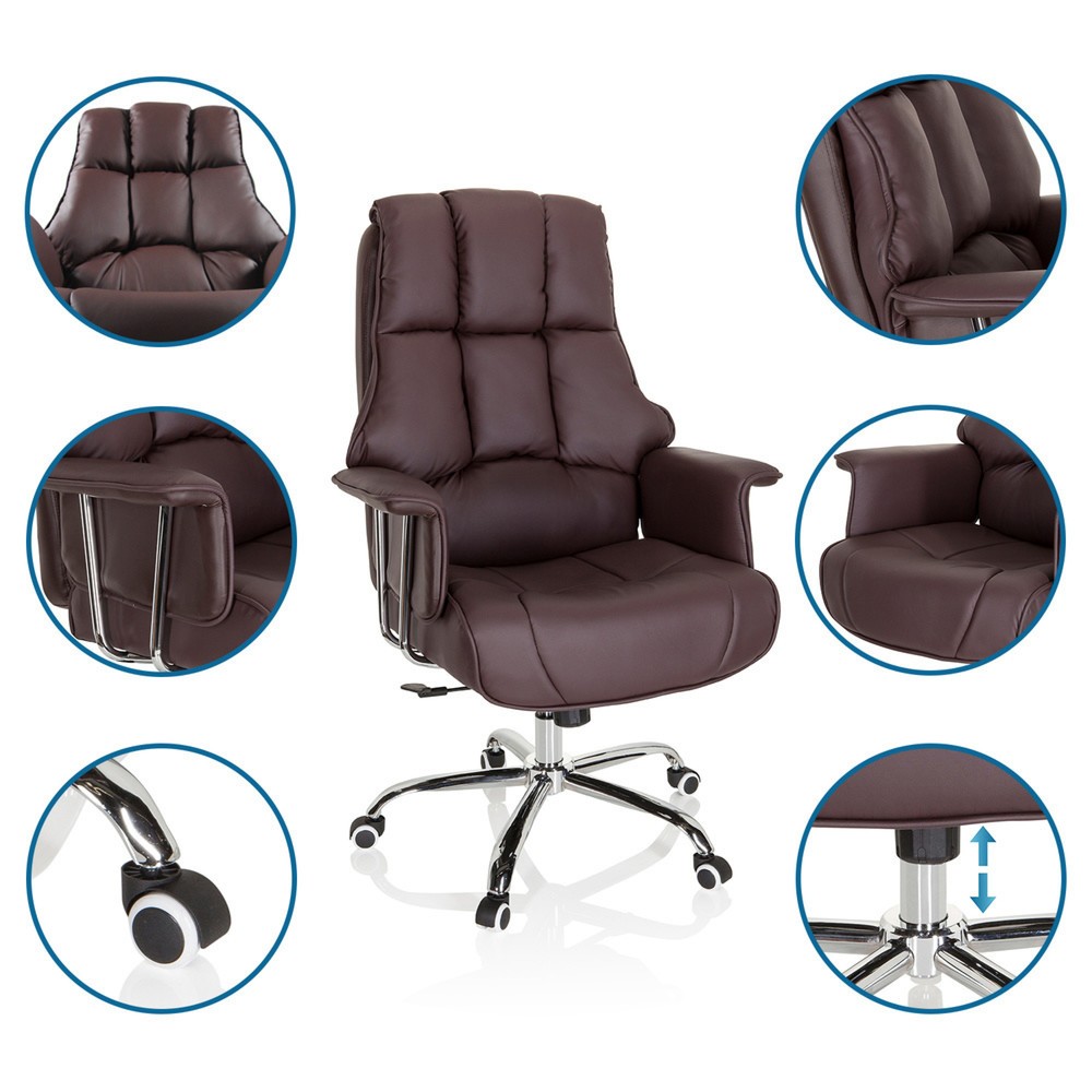 Numéro de l'image du produit 3: Siège de bureau / fauteuil de direction hjh OFFICE COMMANDER PU similicuir, marron
