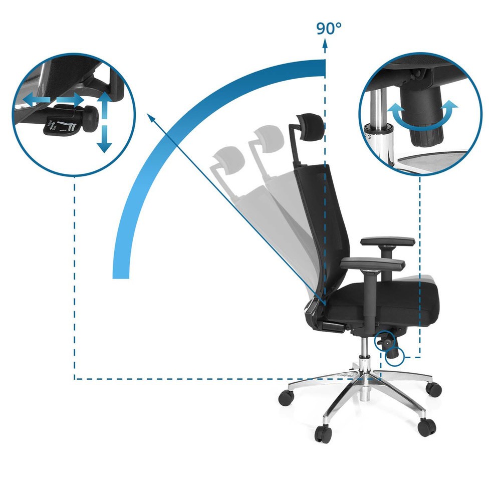 Numéro de l'image du produit 10: Siège de bureau / fauteuil de direction hjh OFFICE PORTO MAX HIGH tissu, noir