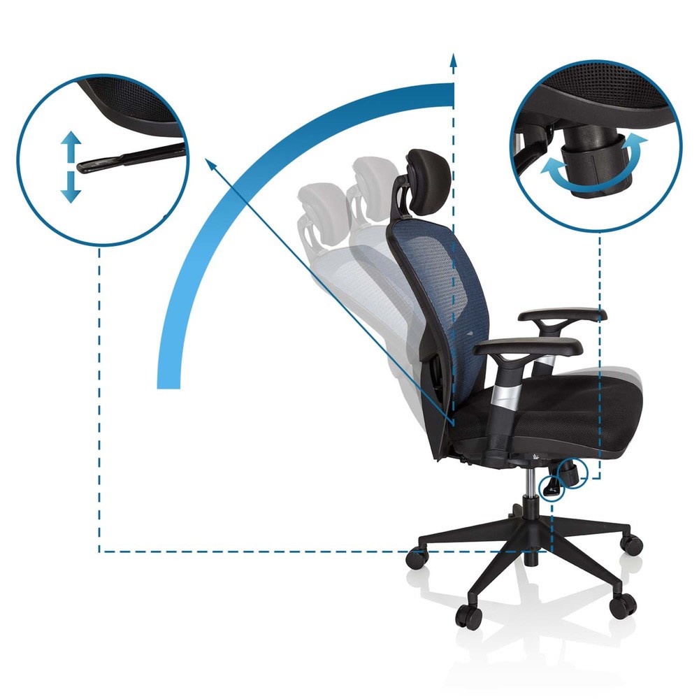 Numéro de l'image du produit 10: Siège de bureau / fauteuil de direction hjh OFFICE VENUS BASE tissu, bleu/noir