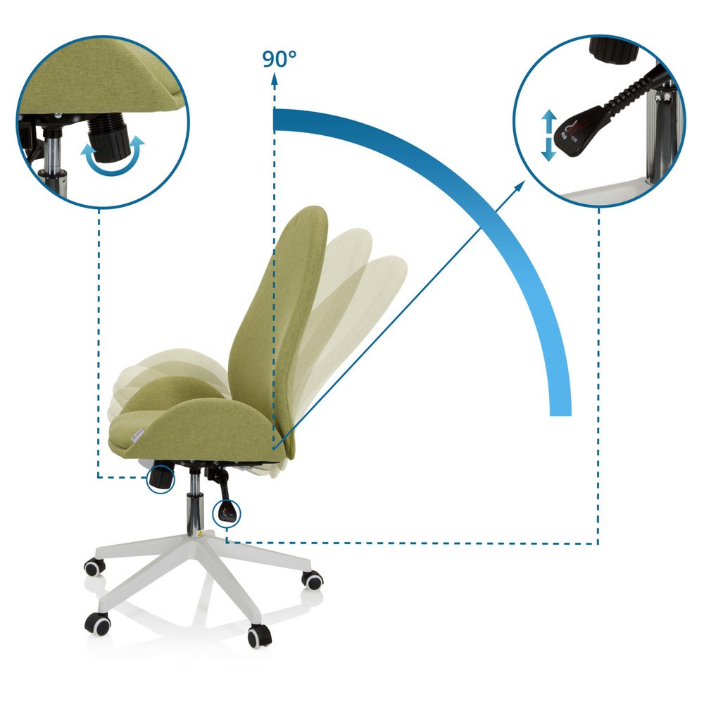 N° de l'image du produit 3 : Chaise de bureau / chaise pivotante hjh OFFICE AVEA I tissu, vert