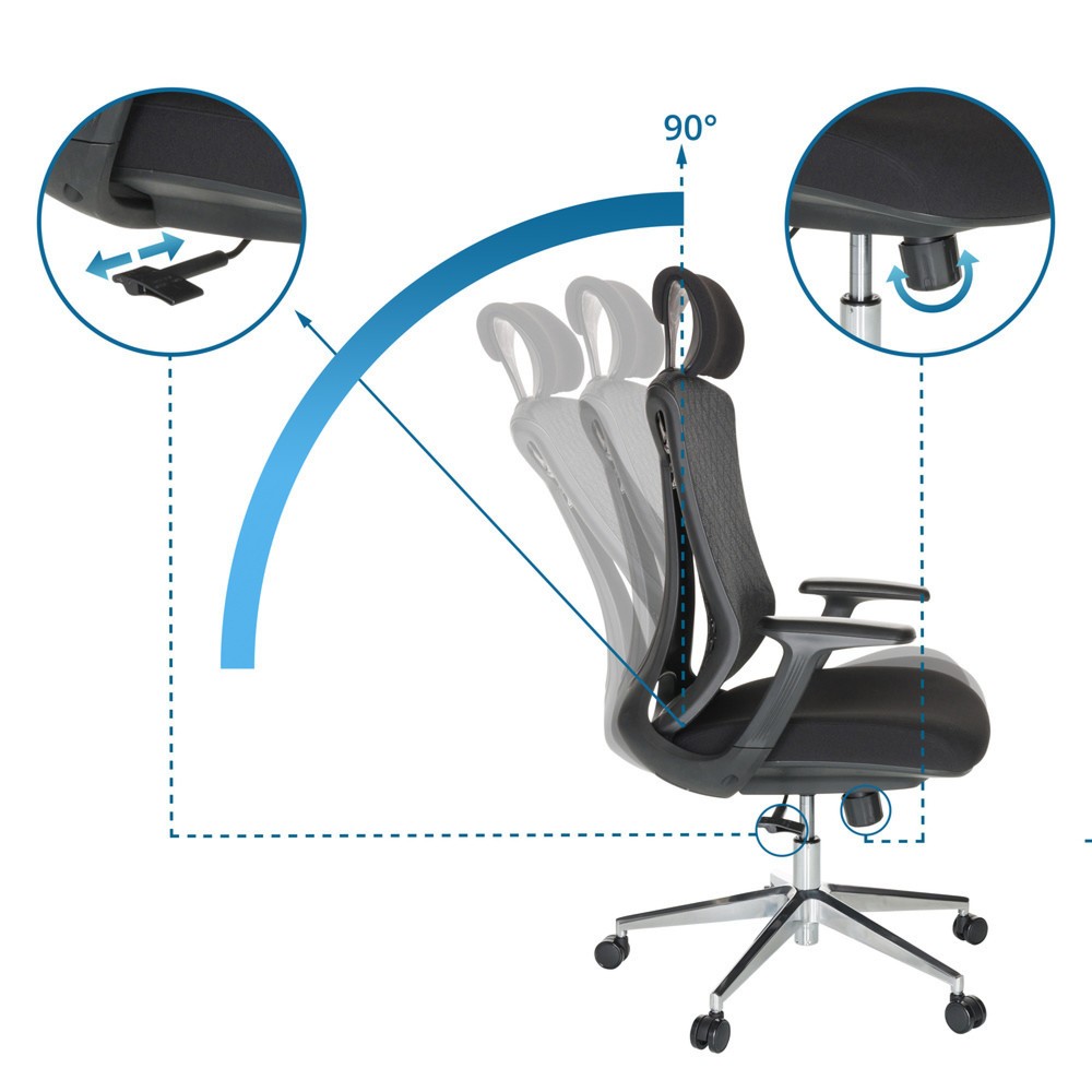 Numéro de l'image du produit 3: Chaise de bureau / chaise pivotante hjh OFFICE FALEO B maille / tissu, noir