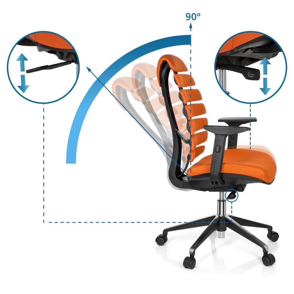 Numéro de l'image du produit 10: Siège de bureau / siège pivotant hjh OFFICE ERGO LINE II tissu, orange