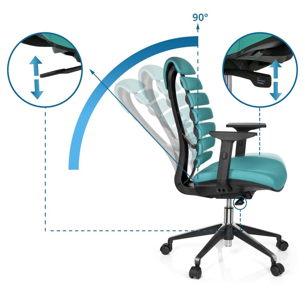 Numéro de l'image du produit 10: Siège de bureau / siège pivotant hjh OFFICE ERGO LINE II tissu, turquoise