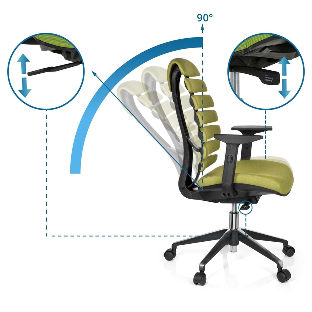 Siège de bureau / siège pivotant hjh OFFICE ERGO LINE II tissu, vert N° de l'image du produit 12 : Siège de bureau / siège pivotant hjh OFFICE ERGO LINE II tissu, vert