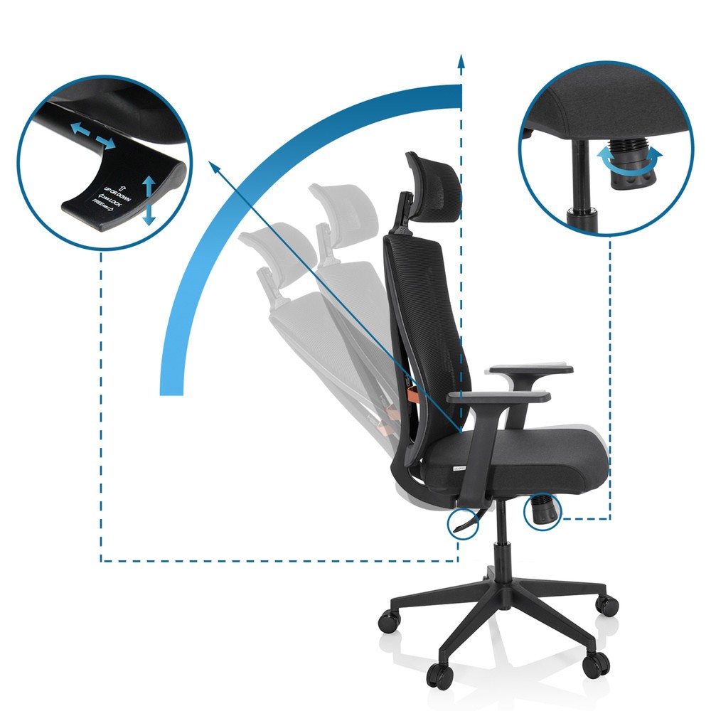 Numéro de l'image du produit 10: Siège de bureau / siège pivotant hjh OFFICE KODIAK tissu/maille, noir