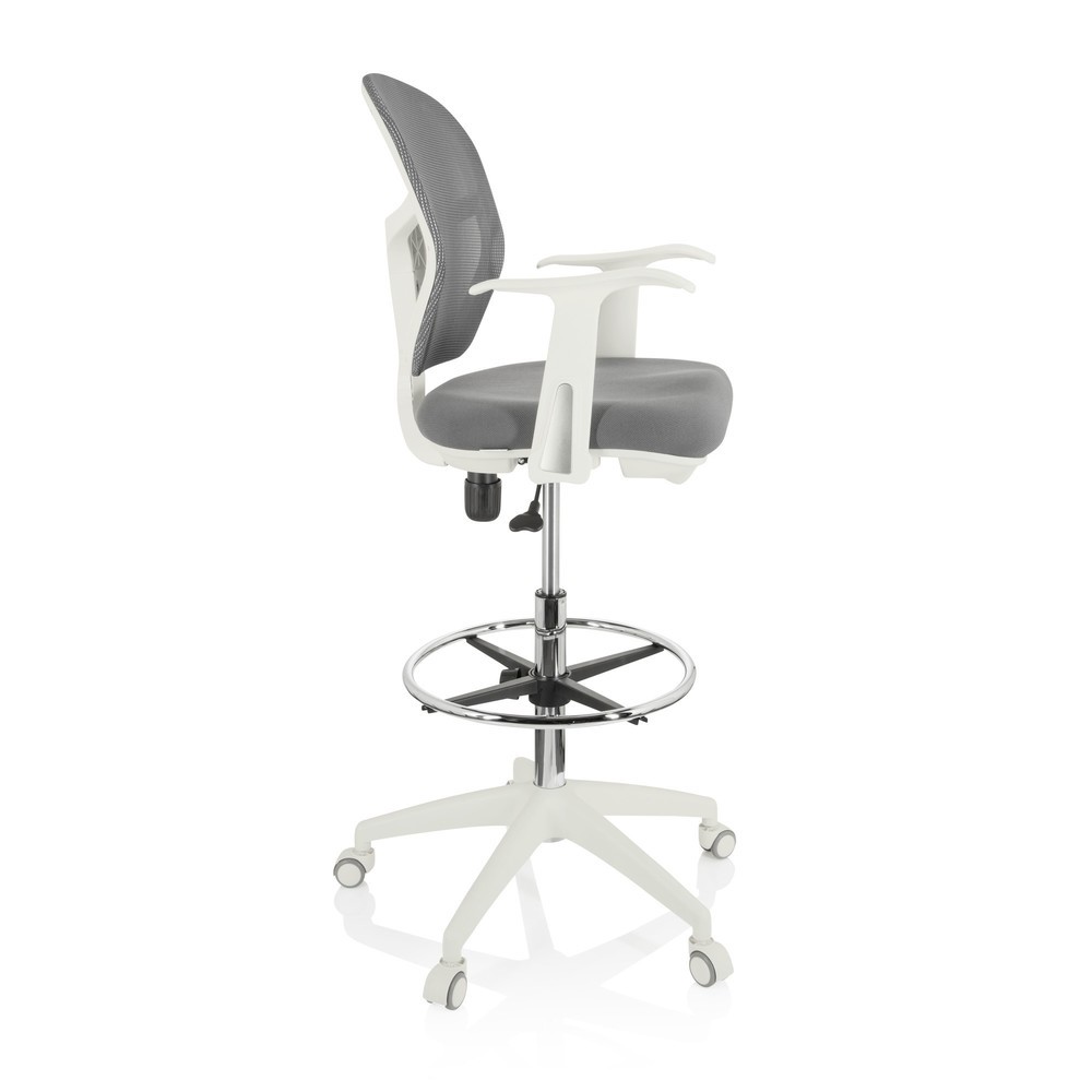 Numéro de l'image du produit 7: Chaise de travail / siège de comptoir hjh OFFICE TOP WORK 108 W maille / tissu, gris