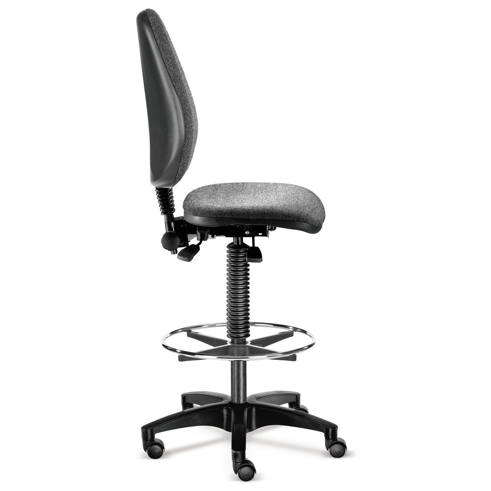 Numéro de l'image du produit 1: Siège de travail pivotant BM Industrie, similicuir, hauteur d’assise 480-650 mm, roulettes, anneau repose-pieds, noir