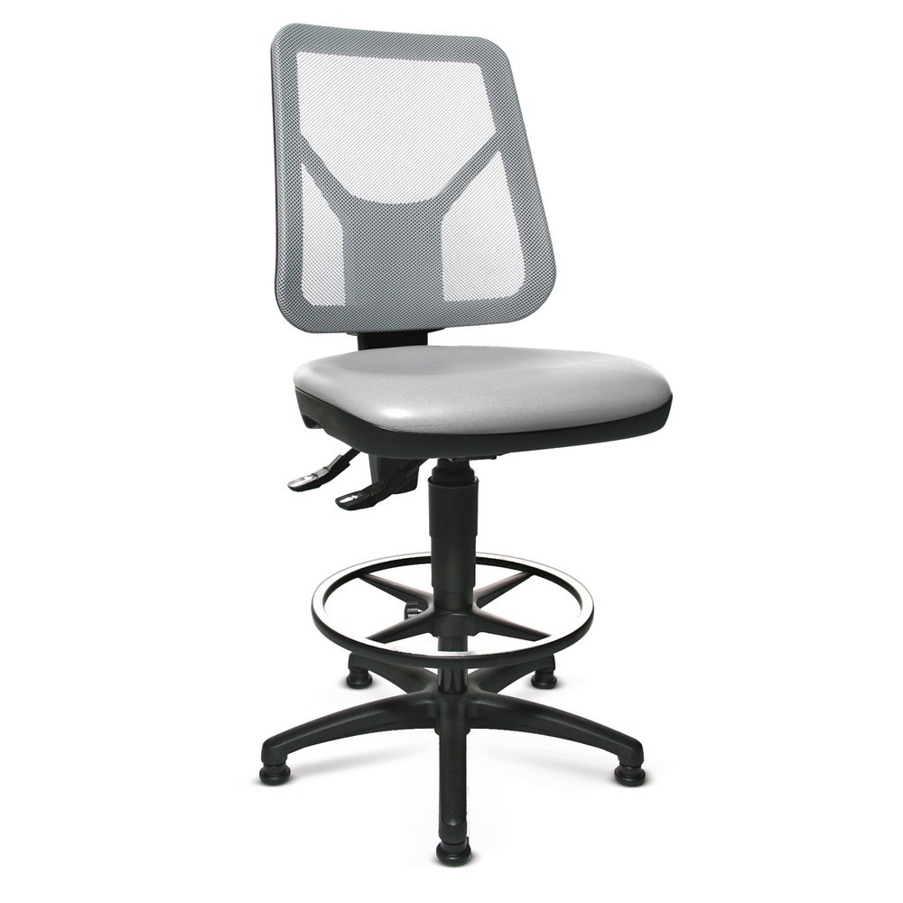 Numéro de l'image du produit 1: Chaise de travail pivotante Topstar® Tec 80 PK, hauteur d'assise 590-840 mm, dossier en mesh, patins, anneau repose-pieds, noir