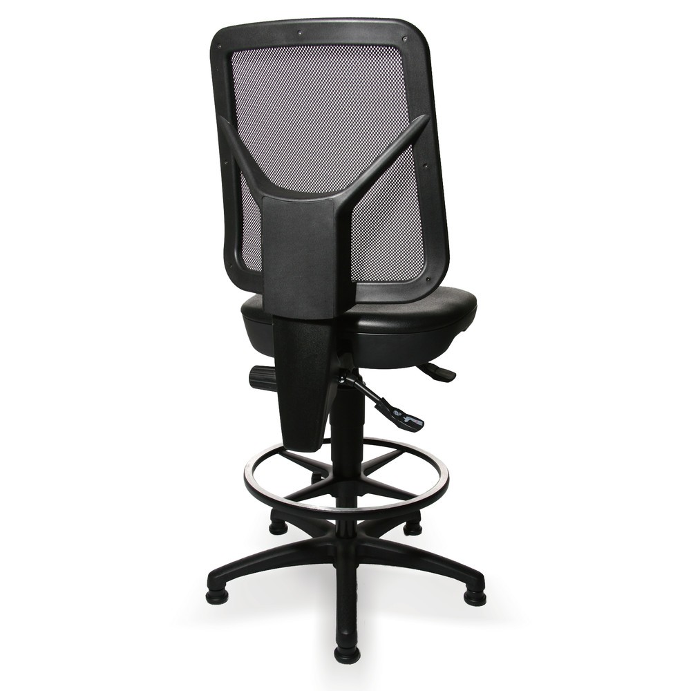 Numéro de l'image du produit 2: Chaise de travail pivotante Topstar® Tec 80 PK, hauteur d'assise 590-840 mm, dossier en mesh, patins, anneau repose-pieds, noir