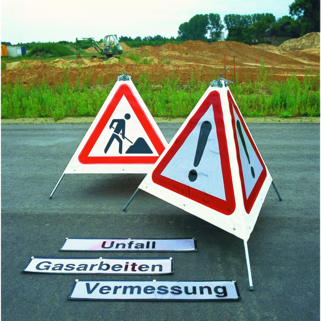 Signal pliable MORAVIA TRIO, zone de danger Z 101, fluorescent, longueur de côté 700 mm Illustration du produit: Signal pliable MORAVIA TRIO, zone de danger Z 101, fluorescent, longueur de côté 700 mm