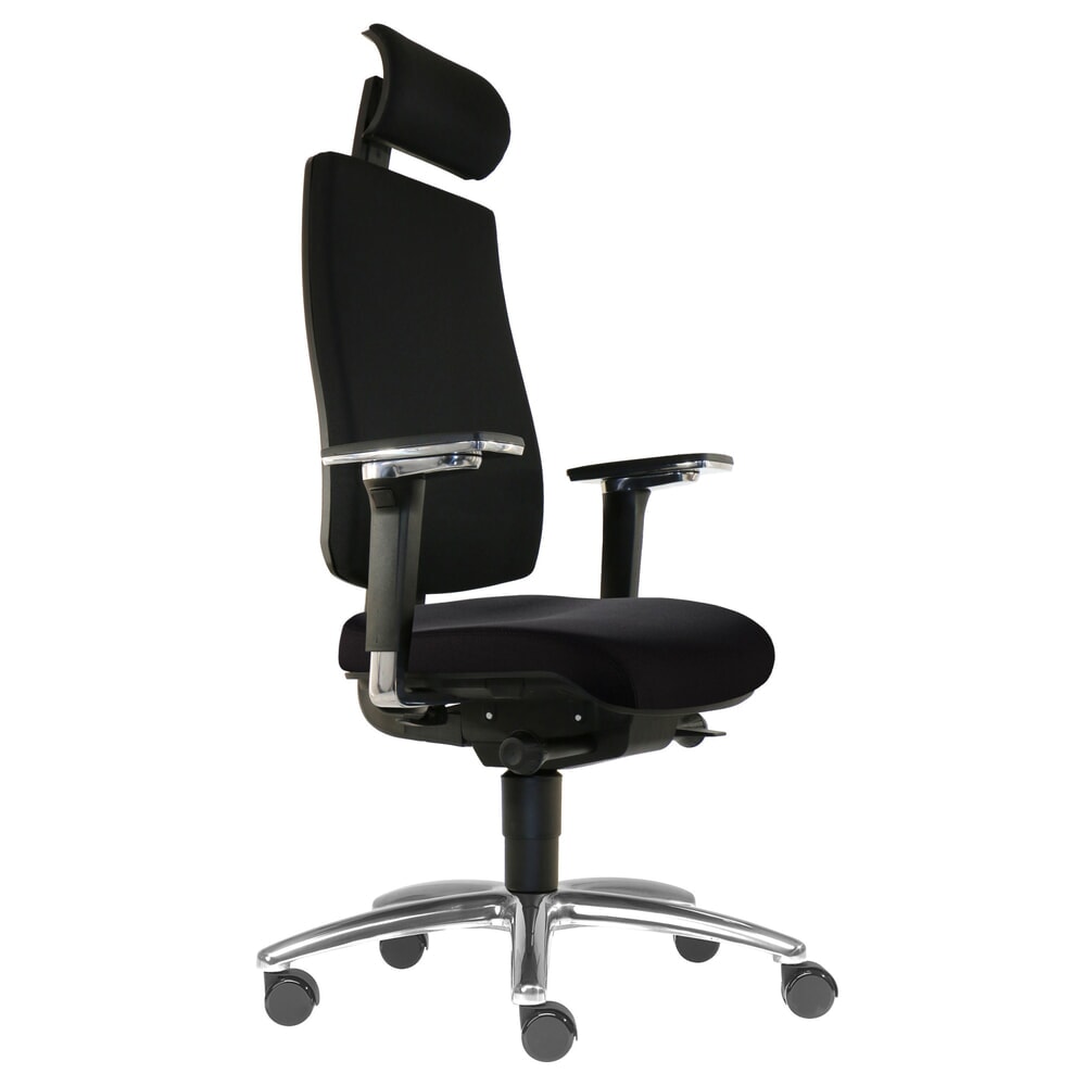 Illustration du produit: Chaise de bureau pour disque intervertébral SITWELL STEIFENSAND Cebra pour disques intervertébraux, coque arrière en plastique sur toute la surface, avec appui-tête, roulettes universelles, polyester, noir