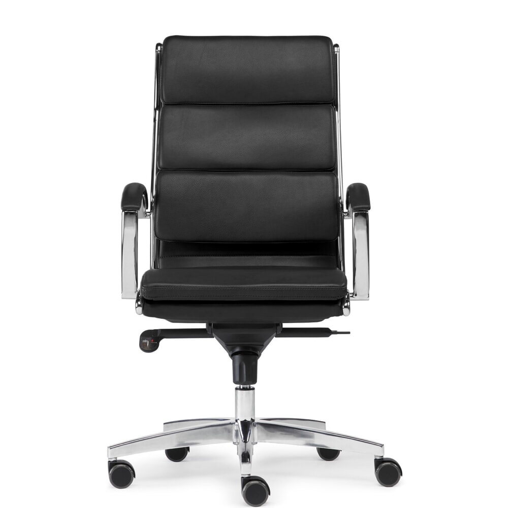 N° de l'image du produit 1 : Chaise de bureau SITWELL STEIFENSAND design Dream, piètement en croix en aluminium, cuir reconstitué durable, capacité de charge 125 kg, noir