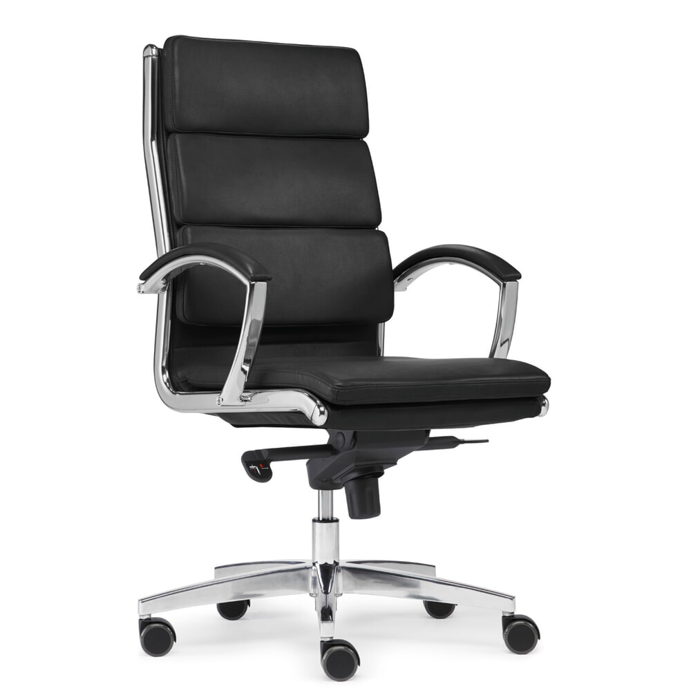 N° de l'image du produit 2 : Chaise de bureau SITWELL STEIFENSAND design Dream, piètement en croix en aluminium, cuir reconstitué durable, capacité de charge 125 kg, noir