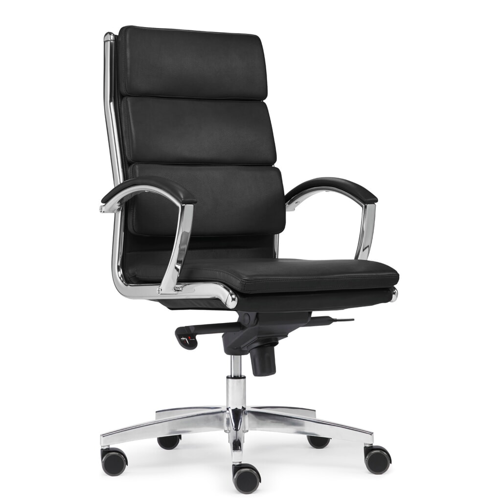 N° de l'image du produit 2 : Chaise de bureau SITWELL STEIFENSAND design Dream, piètement en croix en aluminium, cuir reconstitué durable, capacité de charge 125 kg, noir