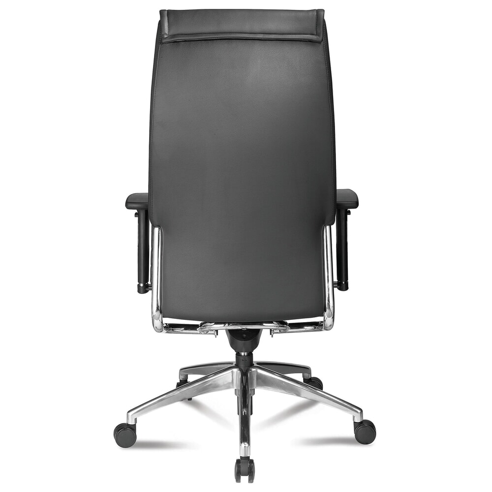 N° de l'image du produit 2 : Chaise de bureau SITWELL STEIFENSAND design Big Boss pour charge lourde, assise en cuir avec éléments chromés